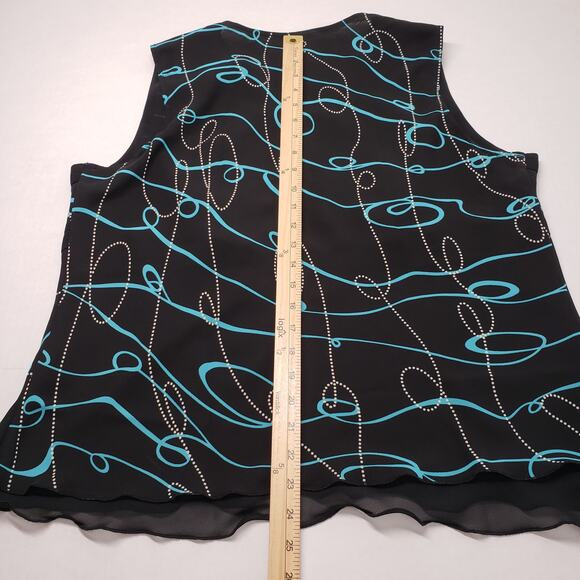 Fashion Bug Top Womens 18/20W Black Y2k Sleeveless Sheer Faux Wrap Bow Flowy - Picture 6 of 16